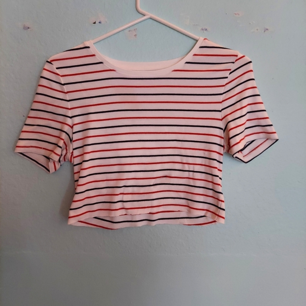 Red,white, and black crop top